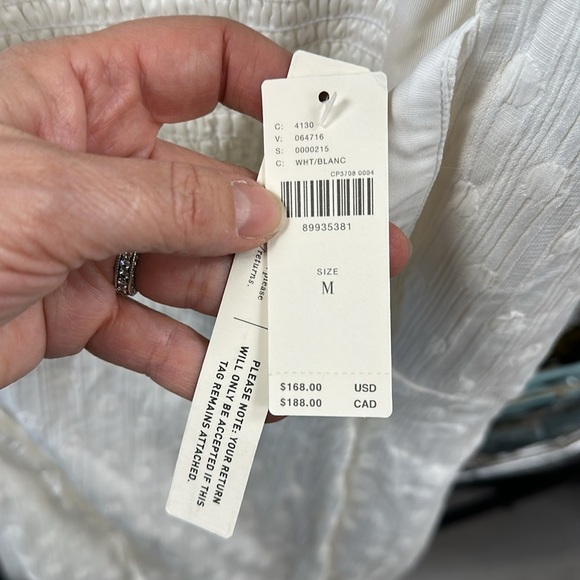 MAEVE From Anthropologie puff sleeve, square neck, mini dress in ivory size Med - Picture 7 of 9